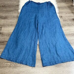 CP Shades Womens Wendy 100% Linen Extra Wide Leg Pants Size Large Beachy Resort
